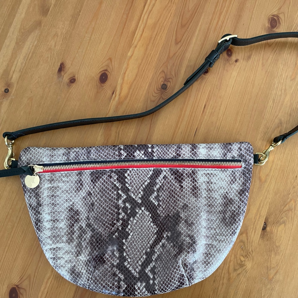 Clare V Grande Fanny snake skin